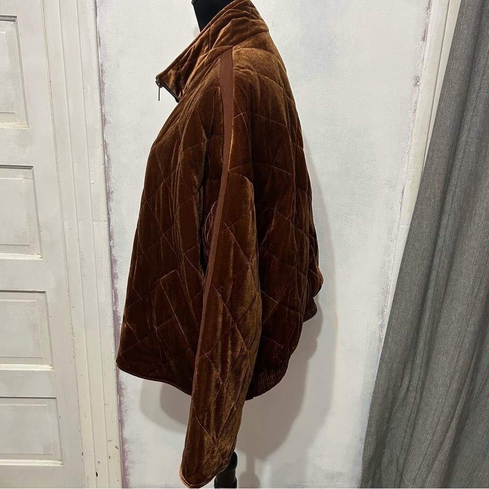 Avec Les Filles Anthropologie Women Jacket Sz XL Velvet Quilted Elastic Waist - Picture 4 of 8